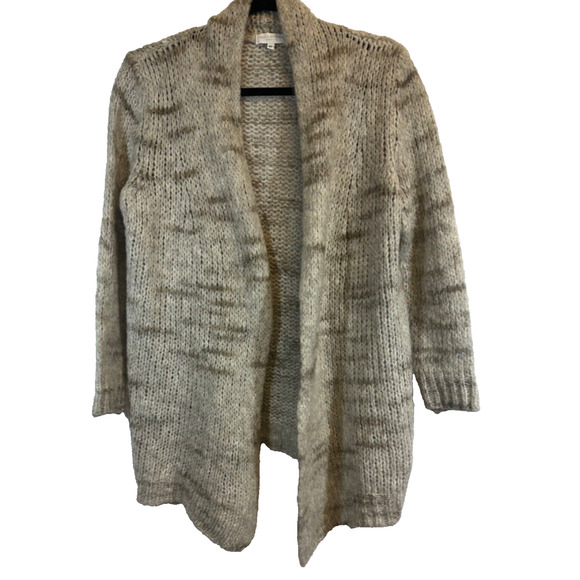 Paola Manfredi Open Front Cardigan Size S Taupe Marled Wool Mohair Blend Italy - Picture 1 of 7